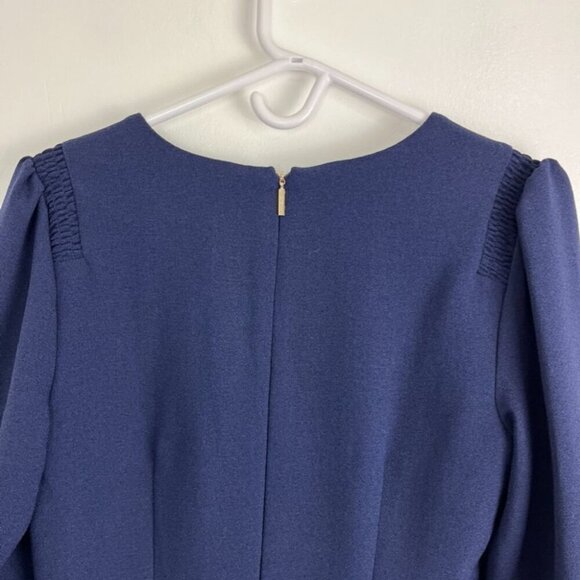 Karl Lagerfeld Navy Blue Shift Dress w/ Pearl Button 3/4" Sleeves - Picture 10 of 11